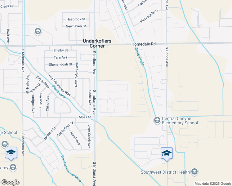 map of restaurants, bars, coffee shops, grocery stores, and more near 13861 Paraiso Avenue in Caldwell