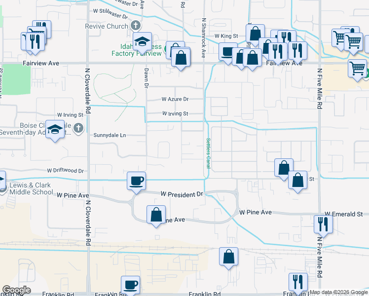 map of restaurants, bars, coffee shops, grocery stores, and more near 997 North Nichole Avenue in Boise