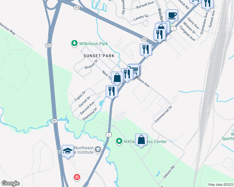map of restaurants, bars, coffee shops, grocery stores, and more near 850 Main Street in South Portland