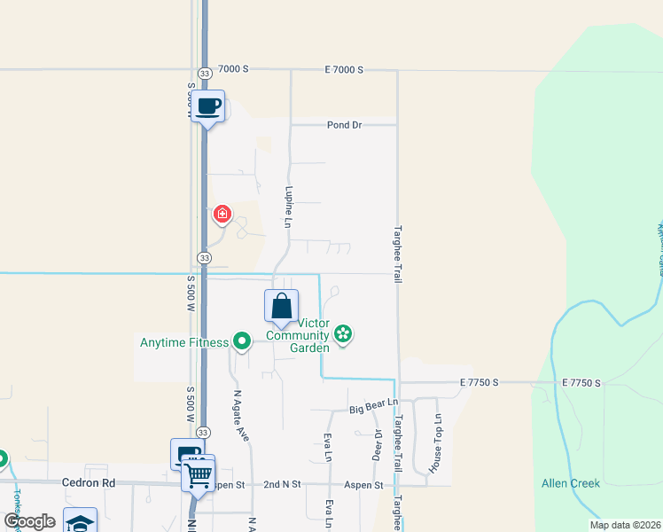 map of restaurants, bars, coffee shops, grocery stores, and more near 7552 Mountain Laurel Drive in Victor
