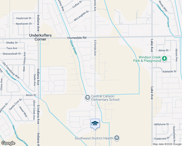 map of restaurants, bars, coffee shops, grocery stores, and more near 16628 South Florida Avenue in Caldwell