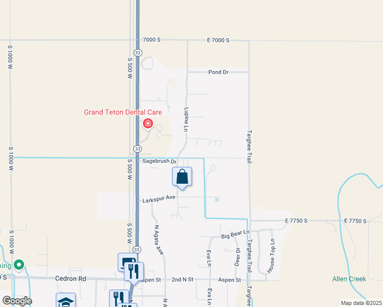 map of restaurants, bars, coffee shops, grocery stores, and more near 7527 Lupine Lane in Victor