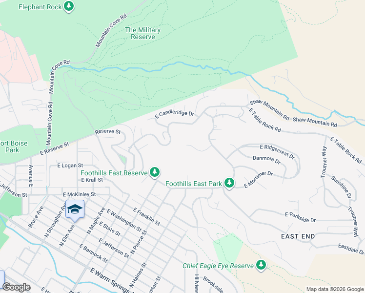 map of restaurants, bars, coffee shops, grocery stores, and more near 1467 Rimrock Court in Boise