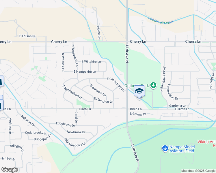 map of restaurants, bars, coffee shops, grocery stores, and more near 16660 North Yorkshire Lane in Nampa