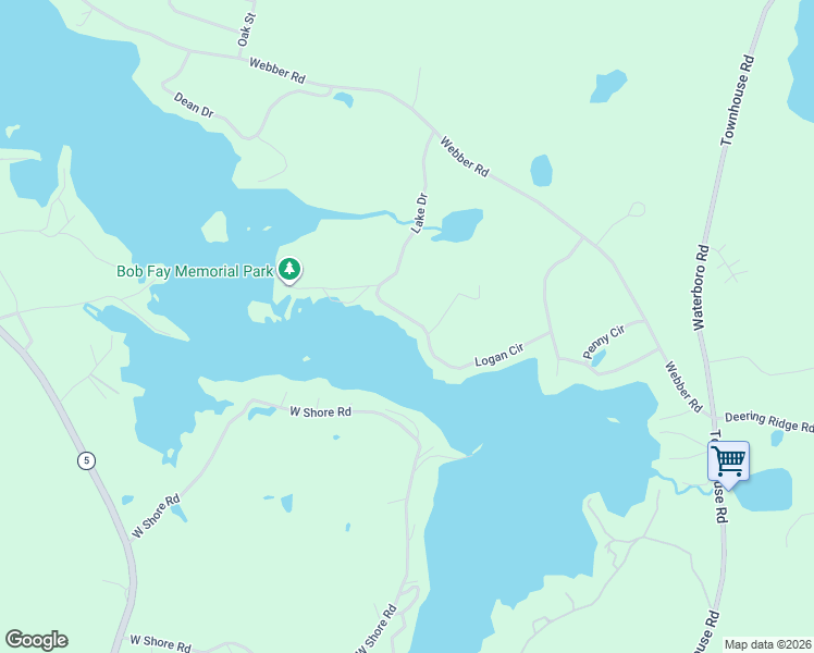 map of restaurants, bars, coffee shops, grocery stores, and more near 134 Logan Circle in Waterboro