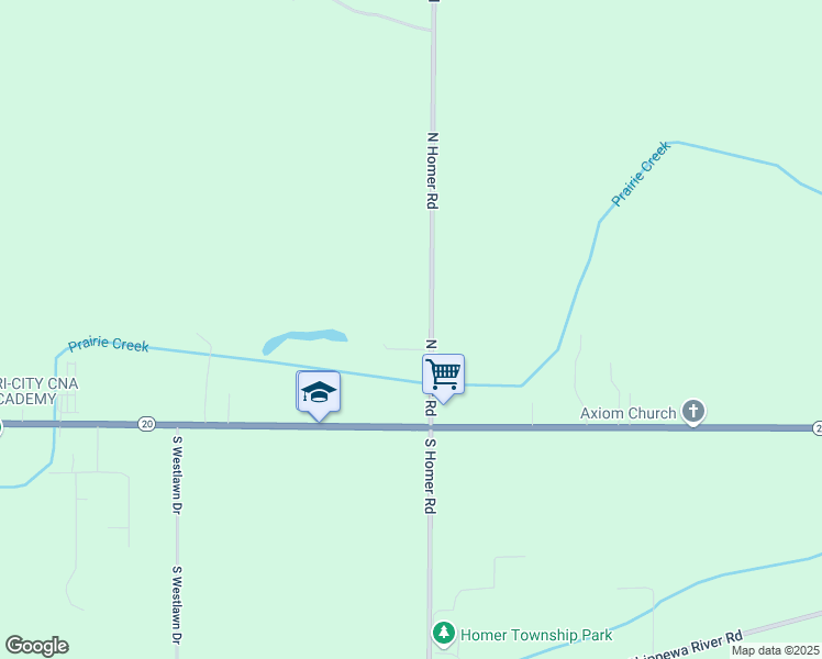 map of restaurants, bars, coffee shops, grocery stores, and more near 125 North Homer Road in Midland