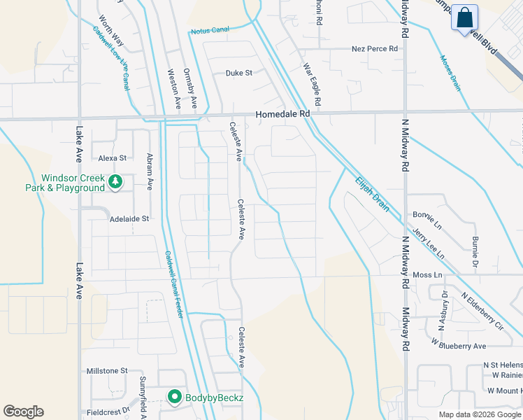 map of restaurants, bars, coffee shops, grocery stores, and more near 4508 East Homedale Road in Caldwell