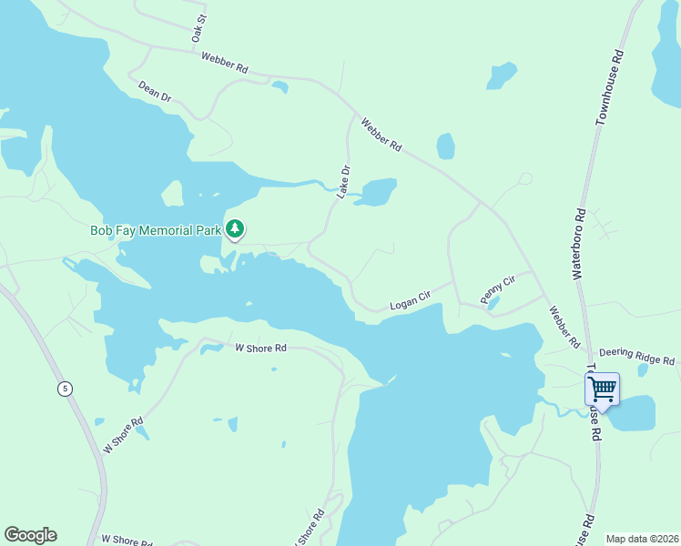 map of restaurants, bars, coffee shops, grocery stores, and more near 134 Logan Circle in Waterboro