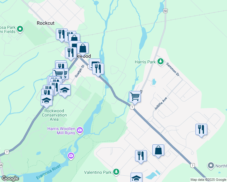 map of restaurants, bars, coffee shops, grocery stores, and more near in Rockwood