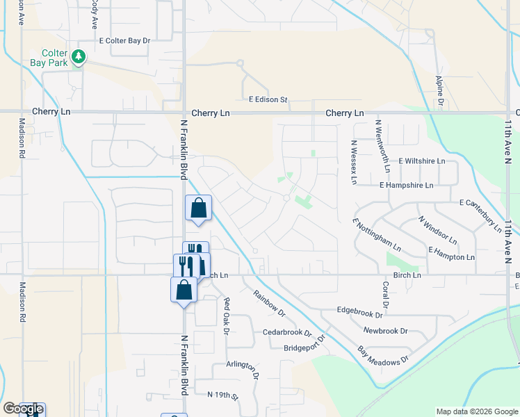 map of restaurants, bars, coffee shops, grocery stores, and more near 7776 Tea Party Drive in Nampa