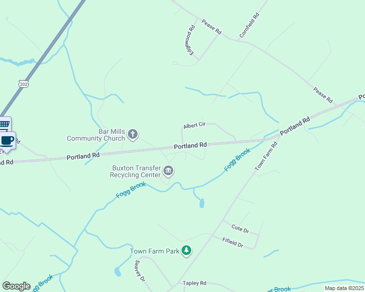 map of restaurants, bars, coffee shops, grocery stores, and more near 58 Albert Circle in Buxton