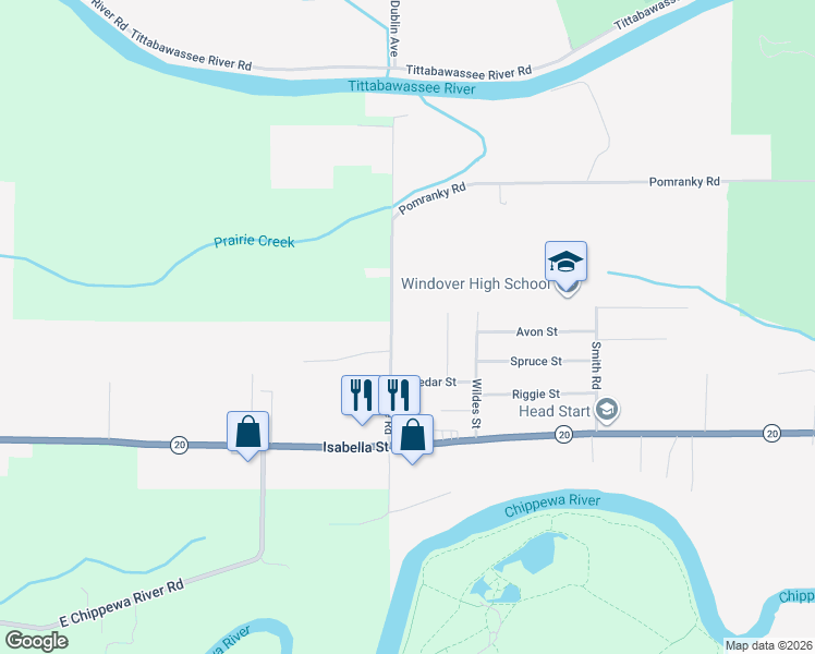 map of restaurants, bars, coffee shops, grocery stores, and more near 808 Vance Road in Midland