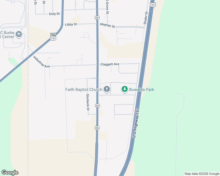 map of restaurants, bars, coffee shops, grocery stores, and more near 601 Robin Road in Waupun