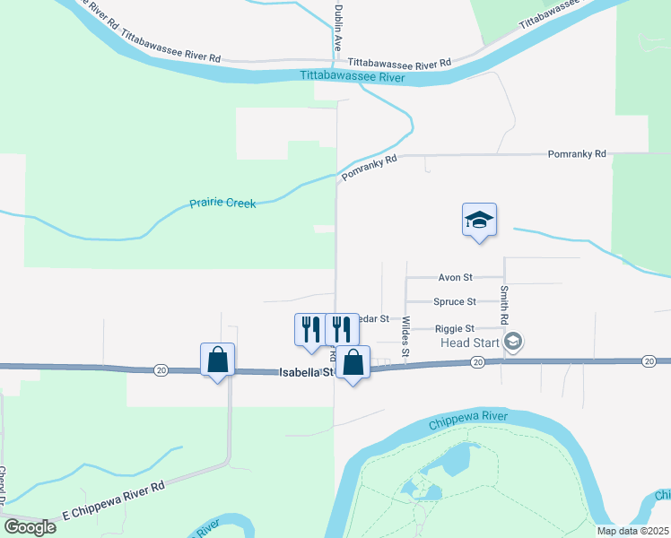 map of restaurants, bars, coffee shops, grocery stores, and more near 905 Vance Rd in Midland