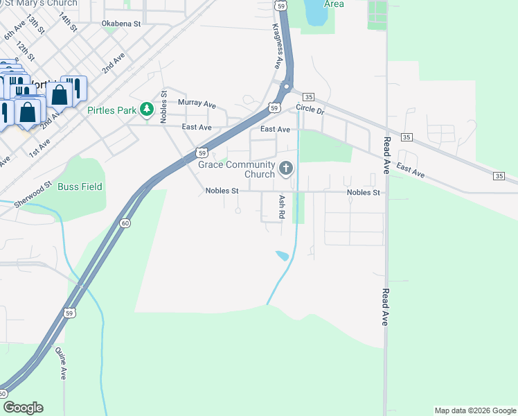 map of restaurants, bars, coffee shops, grocery stores, and more near 705 Orchard Road in Worthington
