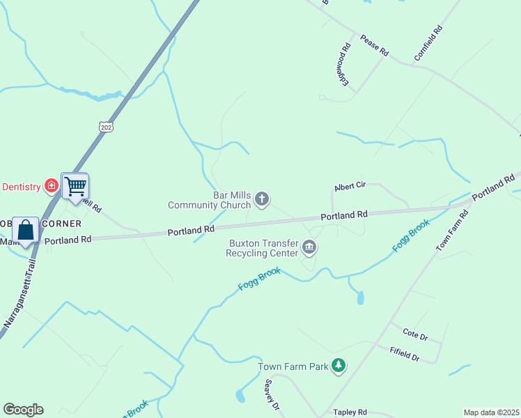 map of restaurants, bars, coffee shops, grocery stores, and more near 13 Hermit Thrush Drive in Buxton