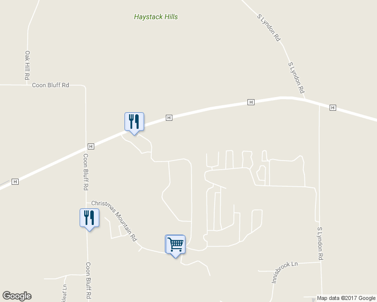 map of restaurants, bars, coffee shops, grocery stores, and more near S836 Christmas Mountain Road in Wisconsin Dells