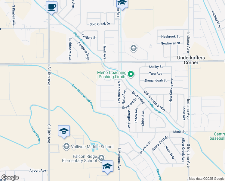 map of restaurants, bars, coffee shops, grocery stores, and more near 16765 Naito Avenue in Caldwell