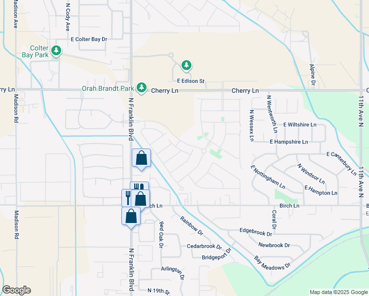 map of restaurants, bars, coffee shops, grocery stores, and more near 7776 Tea Party Drive in Nampa