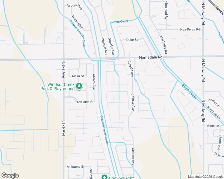 map of restaurants, bars, coffee shops, grocery stores, and more near 16719 Hopper Avenue in Caldwell