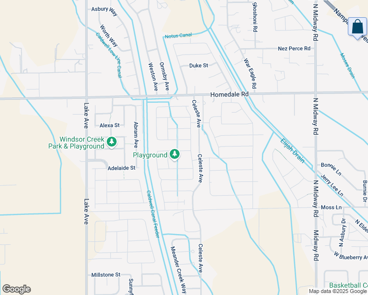 map of restaurants, bars, coffee shops, grocery stores, and more near 12590 Brun Street in Caldwell