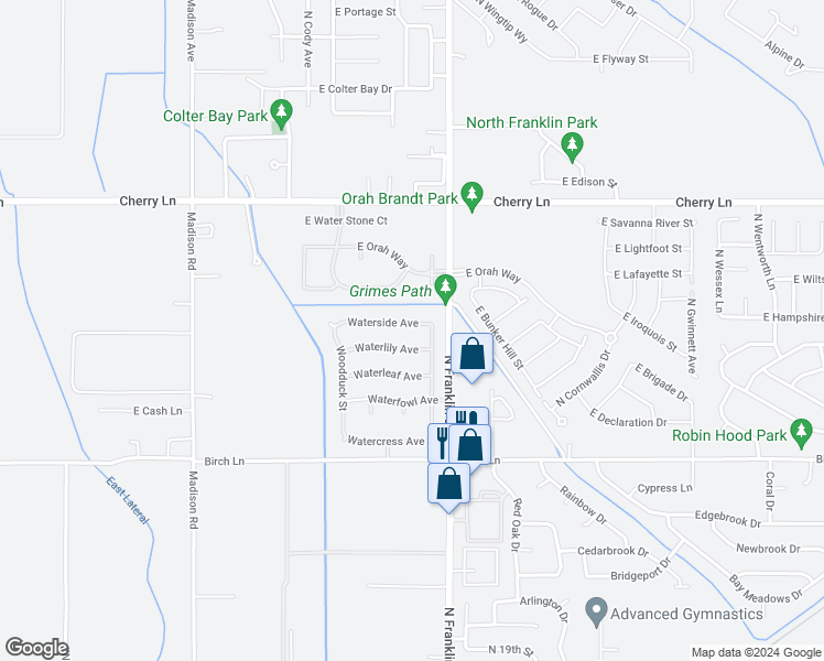 map of restaurants, bars, coffee shops, grocery stores, and more near 8071 Waterside Avenue in Nampa