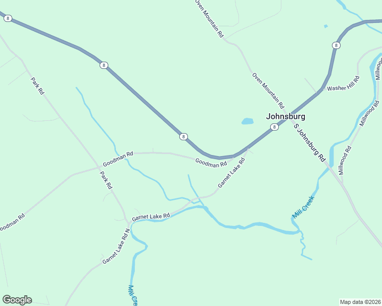 map of restaurants, bars, coffee shops, grocery stores, and more near 3388 New York 8 in Johnsburg