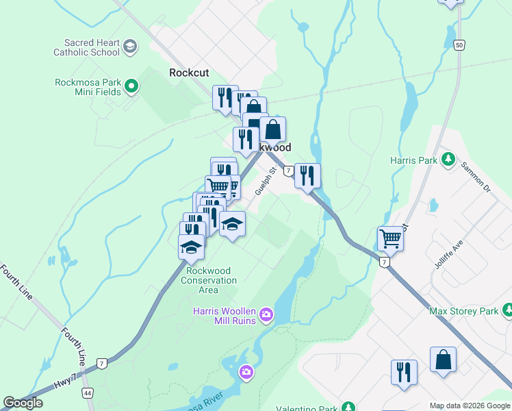 map of restaurants, bars, coffee shops, grocery stores, and more near 151 Inkerman Street in Wellington County