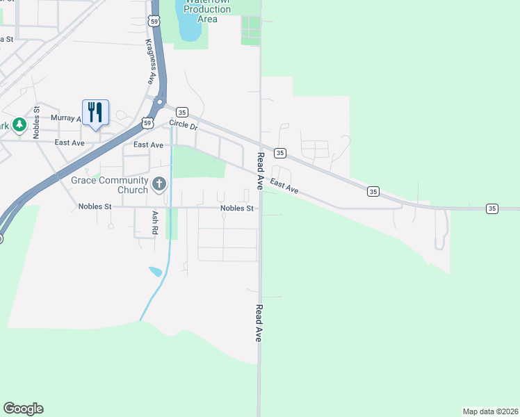 map of restaurants, bars, coffee shops, grocery stores, and more near 2257 Nobles Street in Worthington
