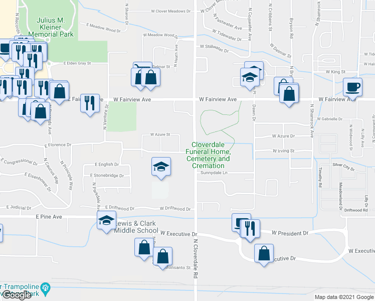 map of restaurants, bars, coffee shops, grocery stores, and more near 1330 North Heath Avenue in Boise