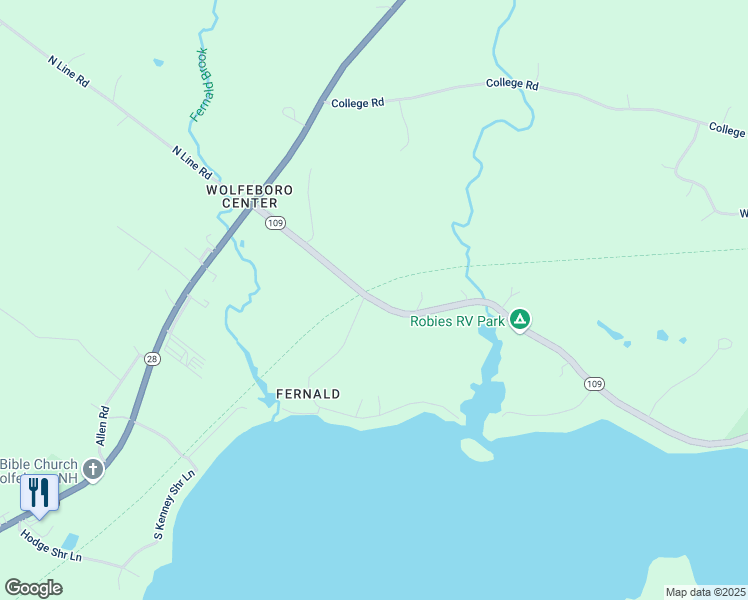 map of restaurants, bars, coffee shops, grocery stores, and more near Cotton Valley Rail-Trail in Wolfeboro
