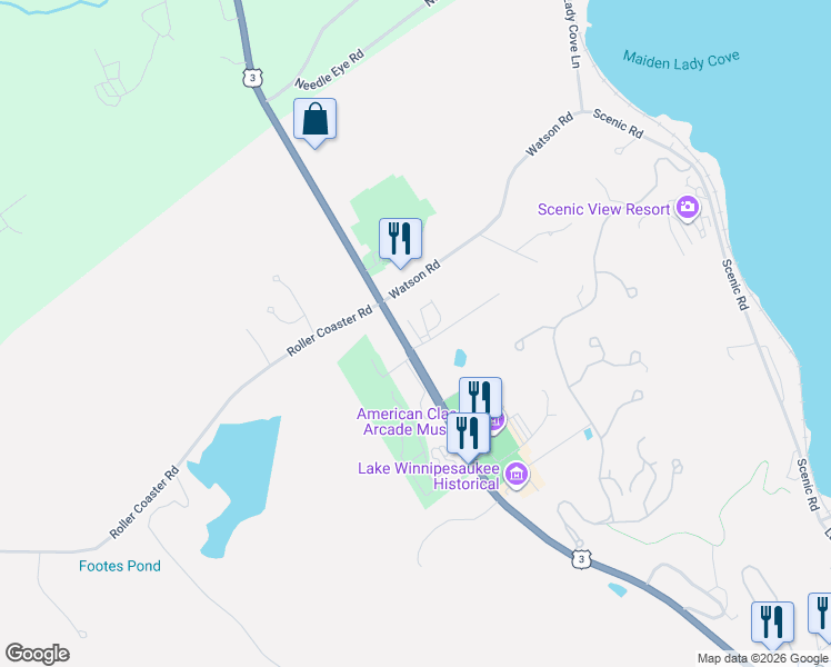 map of restaurants, bars, coffee shops, grocery stores, and more near 1048 Watson Road in Laconia