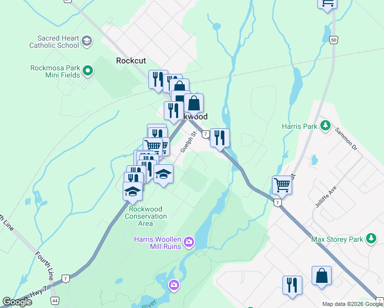 map of restaurants, bars, coffee shops, grocery stores, and more near 132 Richardson Street in Wellington County