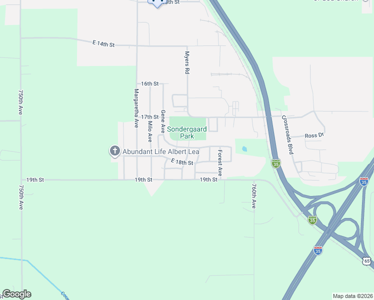map of restaurants, bars, coffee shops, grocery stores, and more near 2303 Ethel Avenue in Albert Lea