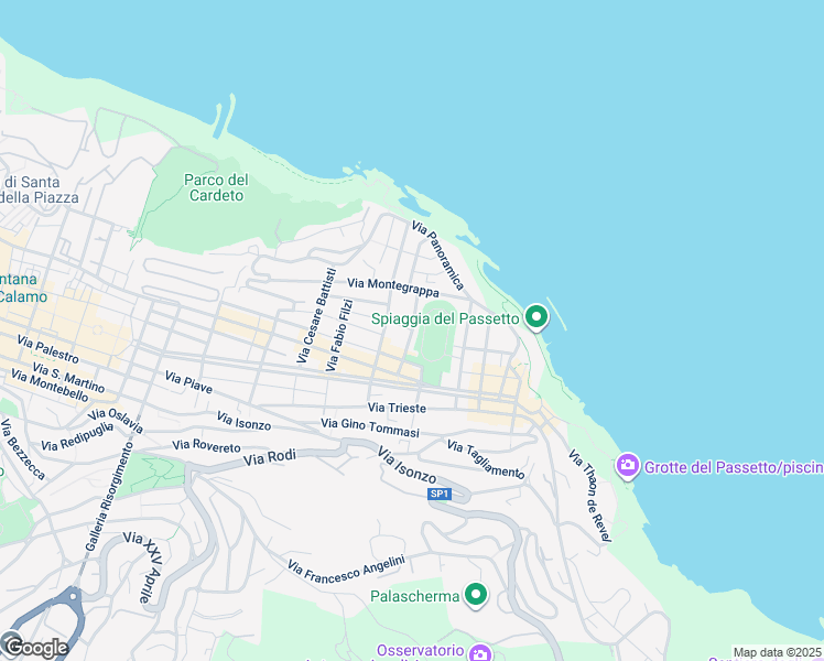 map of restaurants, bars, coffee shops, grocery stores, and more near 17 Via Gorizia in Ancona