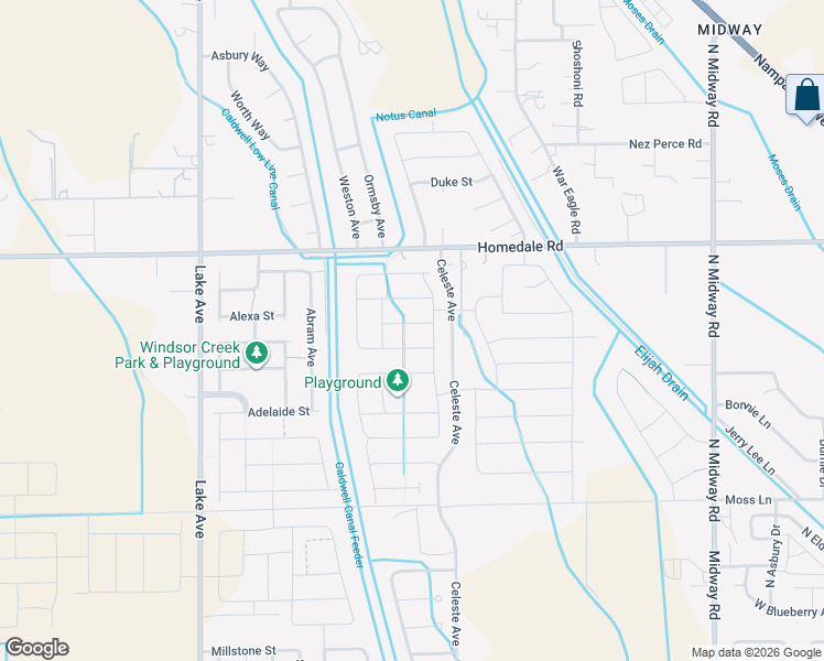 map of restaurants, bars, coffee shops, grocery stores, and more near 12558 Herrick Street in Caldwell