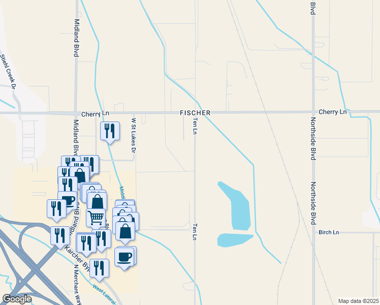 map of restaurants, bars, coffee shops, grocery stores, and more near 16837 Ten Lane in Nampa
