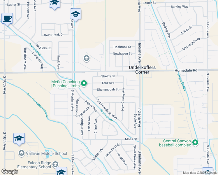 map of restaurants, bars, coffee shops, grocery stores, and more near 14230 Shenandoah Street in Caldwell