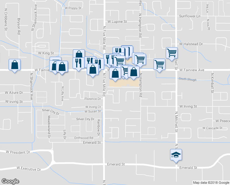 map of restaurants, bars, coffee shops, grocery stores, and more near 1348 North Samson Lane in Boise