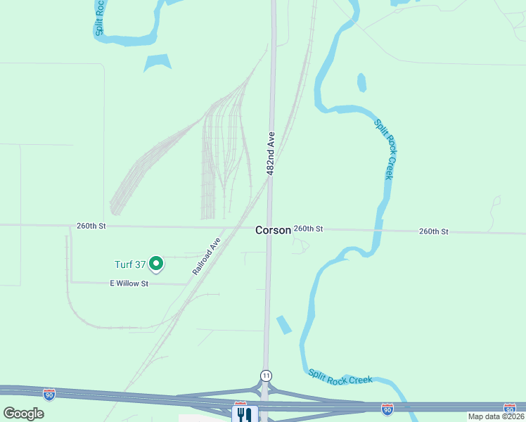 map of restaurants, bars, coffee shops, grocery stores, and more near 25989 482nd Avenue in Brandon