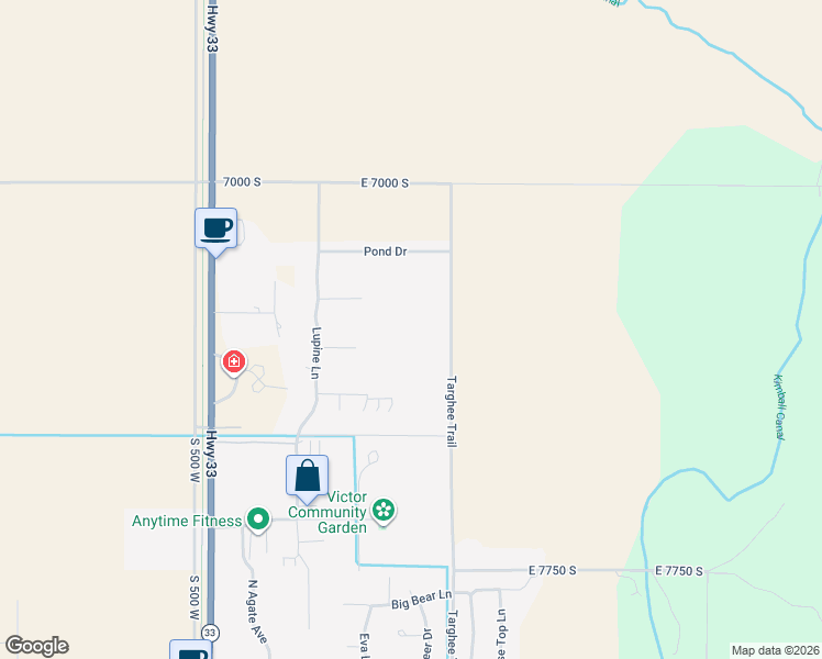 map of restaurants, bars, coffee shops, grocery stores, and more near 182 Cattail Road in Victor