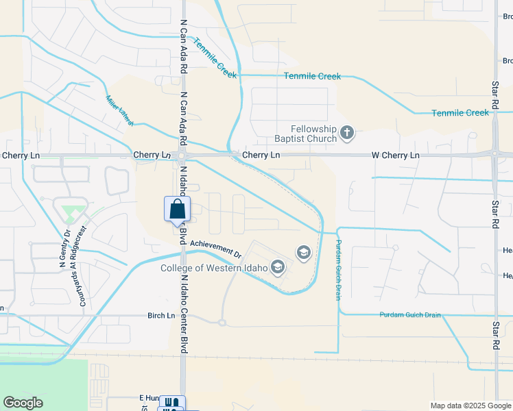 map of restaurants, bars, coffee shops, grocery stores, and more near 16852 North Idaho Center Boulevard in Nampa