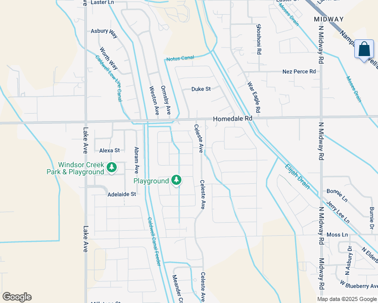 map of restaurants, bars, coffee shops, grocery stores, and more near 12558 Herrick Street in Caldwell