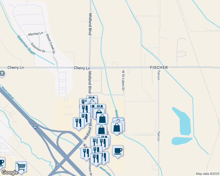 map of restaurants, bars, coffee shops, grocery stores, and more near 9850 West Saint Lukes Drive in Nampa