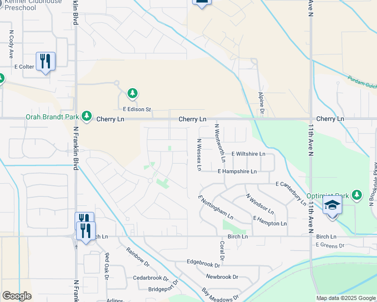 map of restaurants, bars, coffee shops, grocery stores, and more near 16823 North Wessex Lane in Nampa