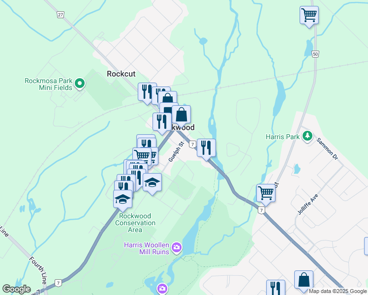 map of restaurants, bars, coffee shops, grocery stores, and more near 132 Richardson Street in Wellington County
