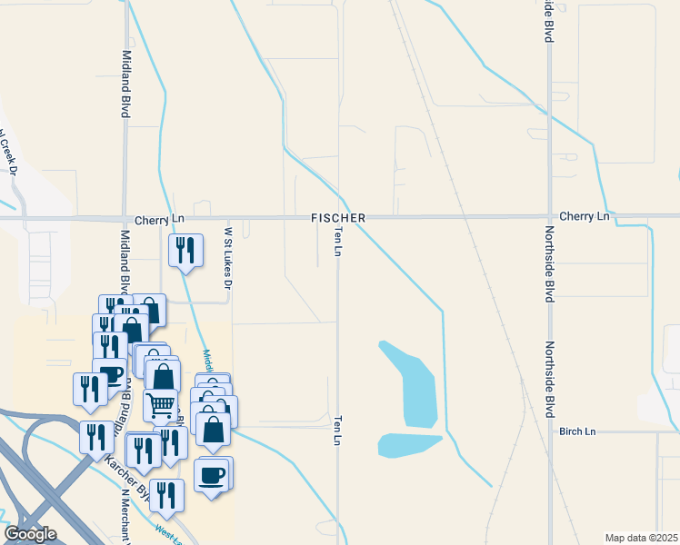 map of restaurants, bars, coffee shops, grocery stores, and more near 16837 10 Lane in Nampa