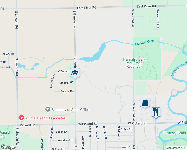 map of restaurants, bars, coffee shops, grocery stores, and more near Winding Lane in Mount Pleasant
