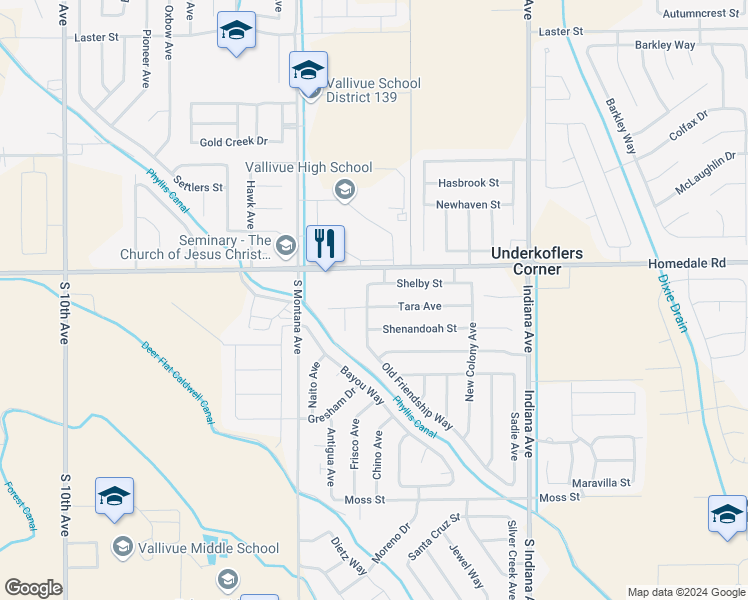 map of restaurants, bars, coffee shops, grocery stores, and more near 14342 Tara Street in Caldwell