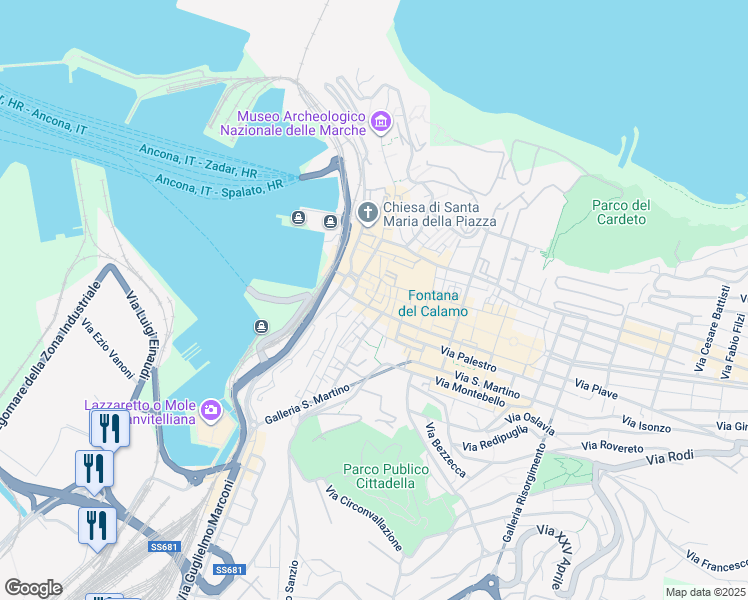 map of restaurants, bars, coffee shops, grocery stores, and more near 14-20 Corso Giuseppe Garibaldi in Ancona